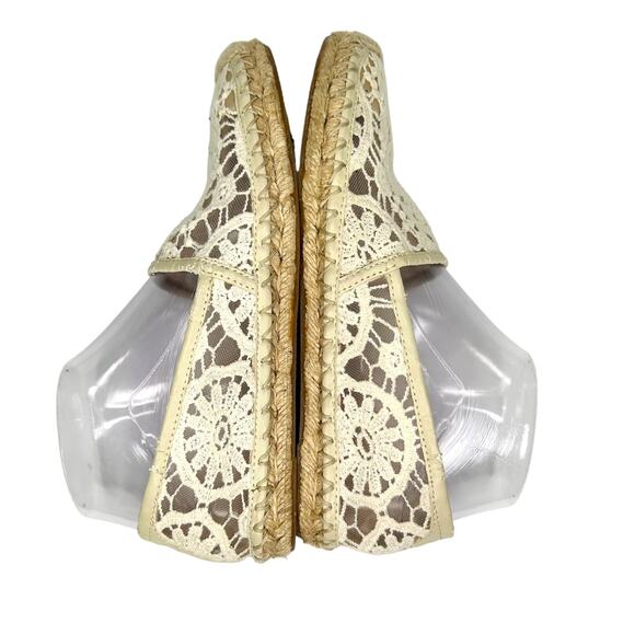 Halogen Off White Crocheted Lace Slip On Espadrille Flat Shoes - Picture 6 of 9